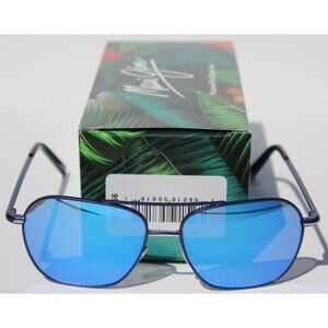 MAUI JIM Mano POLARIZED Sunglasses B877-03 Navy Silver Stripe/Blue Hawaii NEW